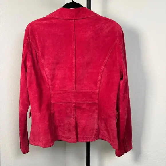 NEIMAN MARCUS EXCLUSIVE VINTAGE WOMEN'S RED LEATHER SUEDE BLAZER JACKET XL - Picture 6 of 13
